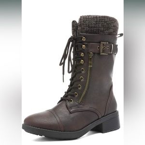 Brown combat boots